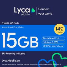 International Plus S extra Prepaid Smartphone Sim Karte ohne Vertrag